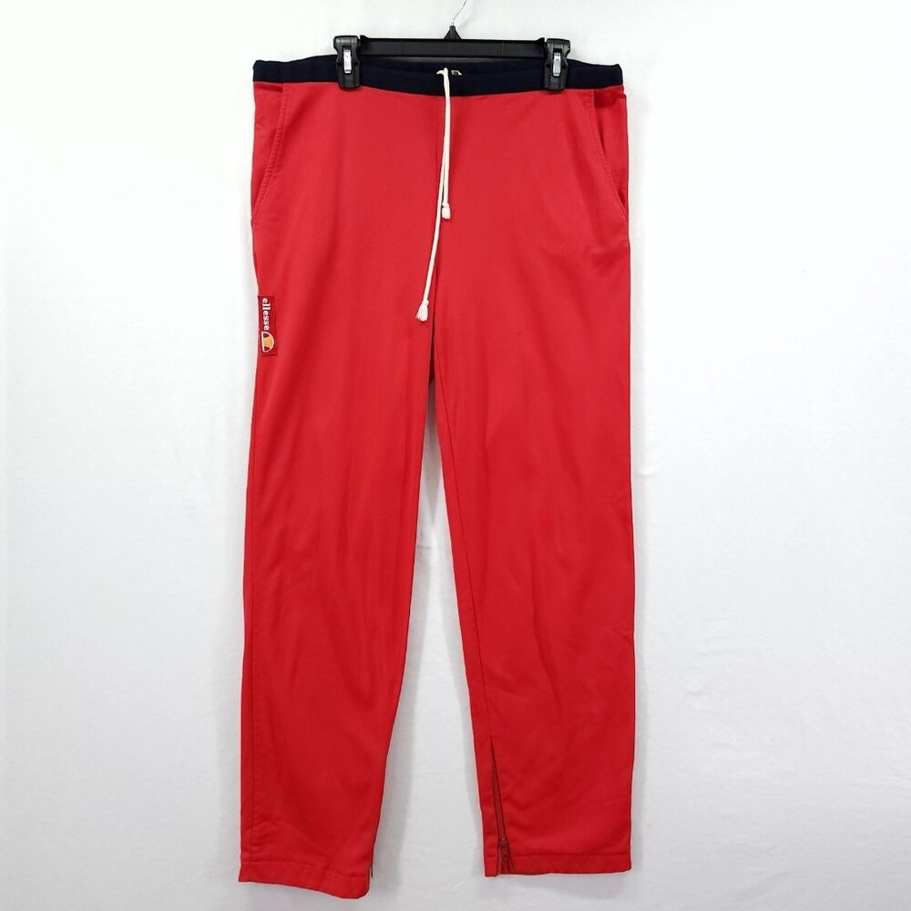 Vintage Ellesse Red Pullstring Pants Mens Size 36x31 Made in Italy